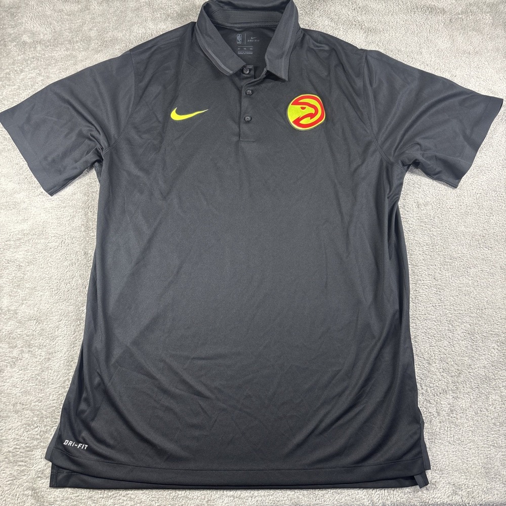 Nike Dri-Fit Atlanta Hawks Black Polo Shirt‎ Men's Size XLT